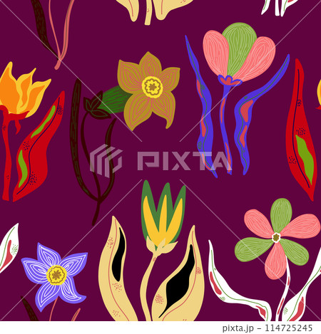 seamless pattern with abstract flowers 114725245