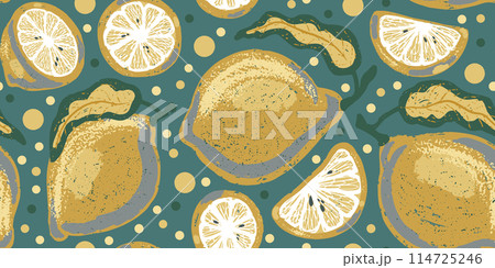 seamless pattern with lemon slices and orange 114725246