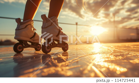 Roller skating along the embankment Roller skating along the embankment 114725441