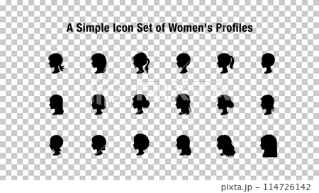 シンプルな女性の横顔のシルエットアイコン いろいろな髪型 シンプルな女性の横顔のシルエットアイコン いろいろな髪型 114726142