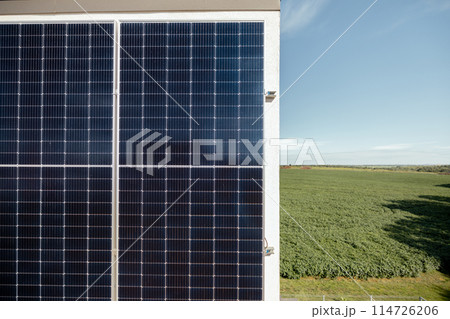 Rooftop of a privat house with a solar power station Rooftop of a privat house with a solar power station 114726206