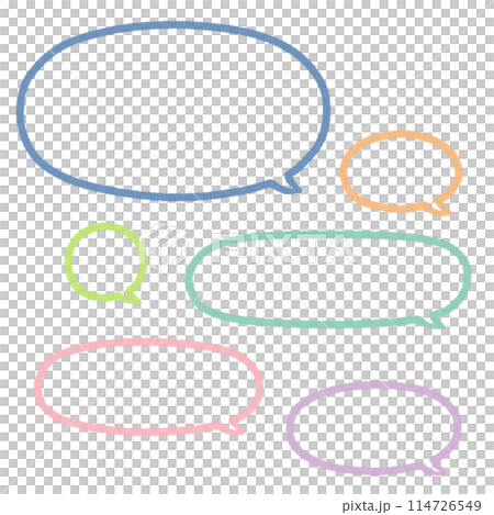 いろいろな大きさの丸いフキダシ(カラー線) いろいろな大きさの丸いフキダシ(カラー線) 114726549