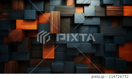 The wall appears to be constructed from wooden cubes The wall appears to be constructed from wooden cubes 114726732
