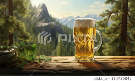 森を背景にしたビール 森を背景にしたビール 114726845