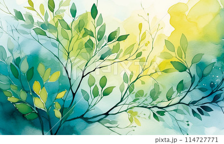 新緑の木　水彩 114727771