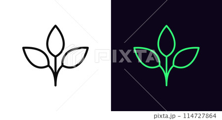 Outline plant leaf icon, with editable stroke. Nature plant sign with leaves. Organic product, vegan green food, eco friendly, gluten free, natural bio product and quality, healthy food. Vector icon 114727864