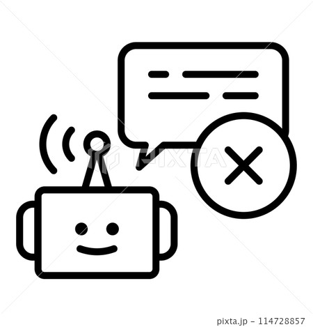 間違った情報を伝えるチャットAIロボットのアイコン。 114728857