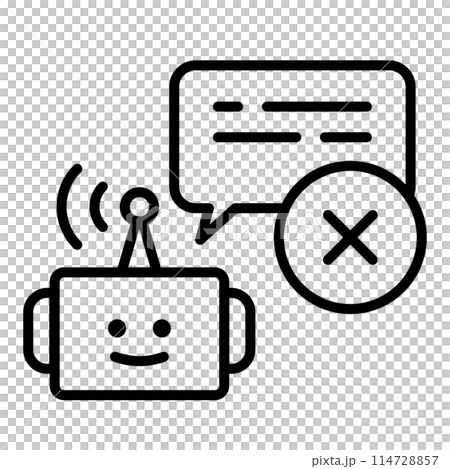 Icon of a chat AI robot giving incorrect information. Icon of a chat AI robot giving incorrect information. 114728857