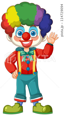 Colorful Clown Waving Hello 114729094