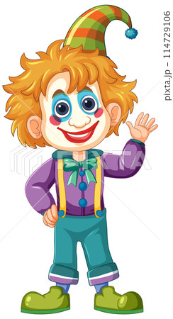 Cheerful Clown Waving Hello 114729106