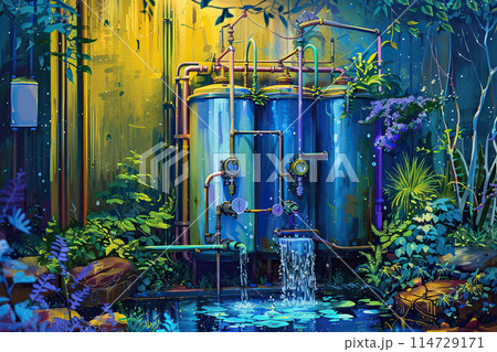 Generative ai on the theme of water filtration system for home, clean soft liquid to drinking 114729171
