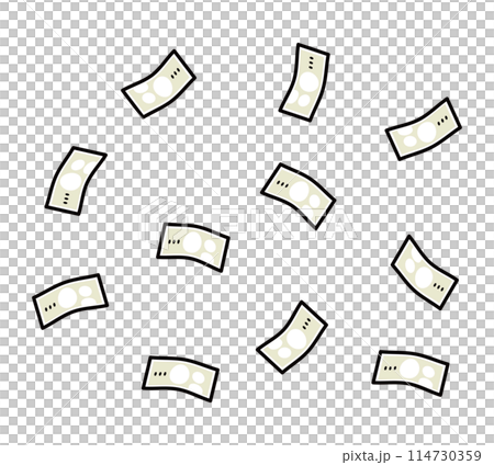 舞い散るお金のイラスト 舞い散るお金のイラスト 114730359