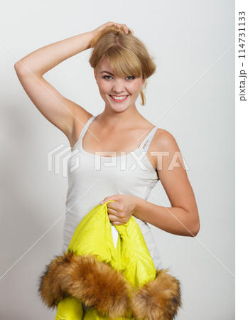 Fashion girl in jacket. 114731133