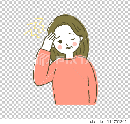 Person with a headache Woman with a headache Person suffering from a headache 114731242