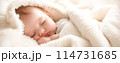 Cute little baby sleeping in soft bed. Family concept. 114731685