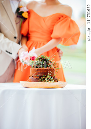 結婚式　ウェディングケーキ入刀 114731689