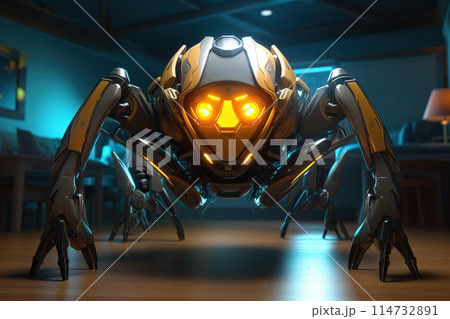 Generative ai on theme of beautiful futuristic space robot, autonomous programmable new technique 114732891
