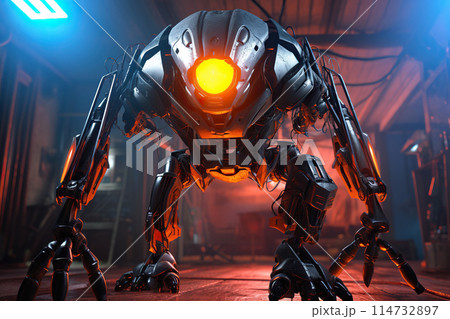 Generative ai on theme of beautiful futuristic space robot, autonomous programmable new technique 114732897