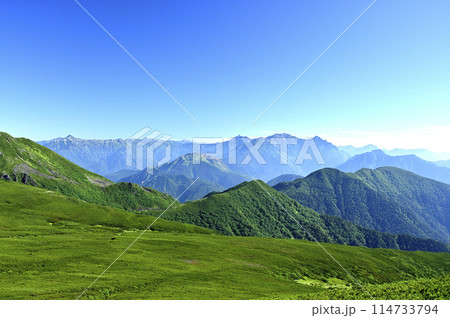 朝の乗鞍大黒岳からの風景（撮影地：乗鞍、大黒岳） 114733794