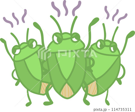 カメムシが大量発生しているイラスト　ベクター 114735311
