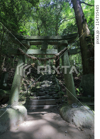 熊野磨崖仏に至る熊野神社参道の石段 114735485
