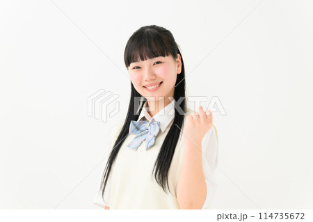 女子高生 ポートレート ガッツポーズ 女子高生 ポートレート ガッツポーズ 114735672