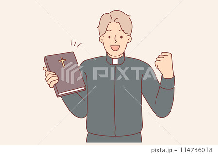 Guy catholic priest rejoices at completing studies of bible, allowing to become rector of church 114736018