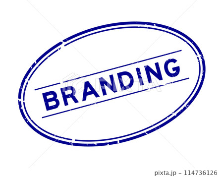 Grunge blue branding word oval rubber seal stamp on white background Grunge blue branding word oval rubber seal stamp on white background 114736126