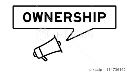Megaphone icon with speech bubble in word ownership on white background 114736162