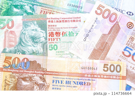 香港の通貨、香港ドル(HKD)の紙幣 香港の通貨、香港ドル(HKD)の紙幣 114736664