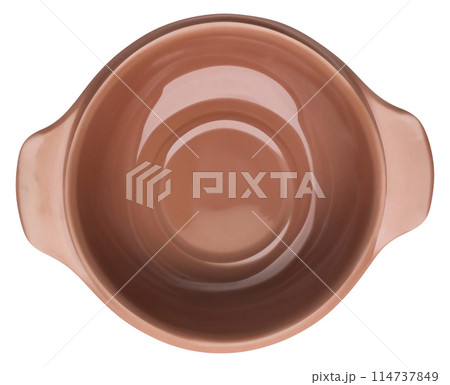 Top view of empty plate isolated on background. Dish cut out. 114737849