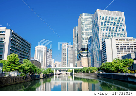 大阪 新緑の中之島の街並み 大阪 新緑の中之島の街並み 114738017