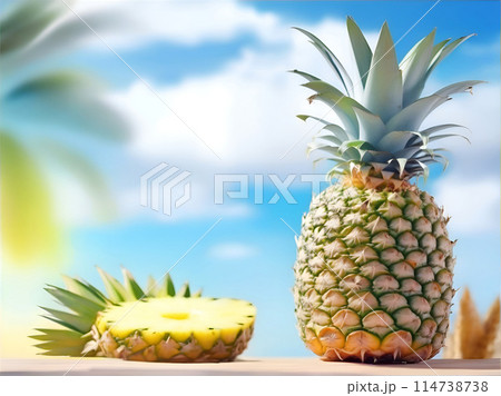 Pineapple tropical exotic nourishment. Caribbean relaxation symbol. 114738738
