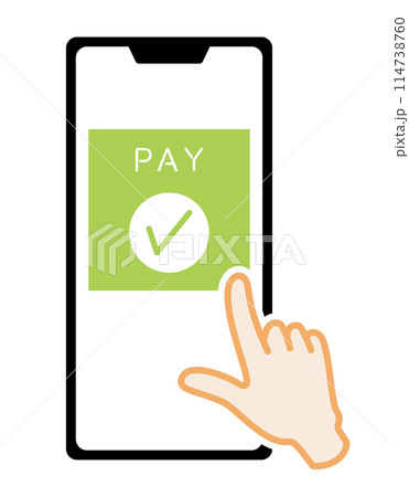 スマホでキャッシュレス決済をする仕草のイメージイラスト 114738760