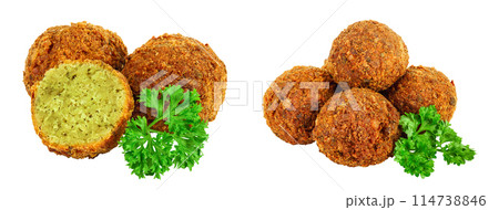 falafel ball isolated on a white background with full depth of field falafel ball isolated on a white background with full depth of field 114738846