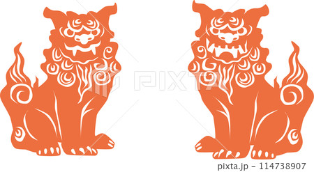 赤いシーサーのイラスト 114738907
