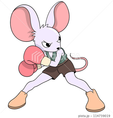 mouse girl doing defensive position in boxing sport mouse girl doing defensive position in boxing sport 114739019