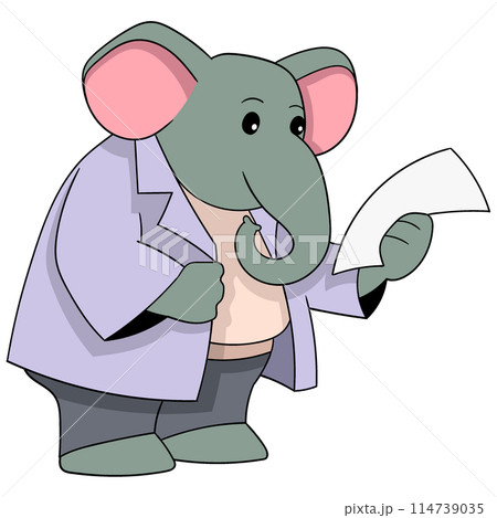 businessman elephant carrying paper containing a receipt for a business deal businessman elephant carrying paper containing a receipt for a business deal 114739035