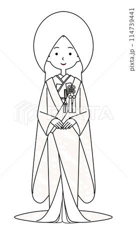 綿帽子 白無垢を着た若い女性のイラスト 綿帽子 白無垢を着た若い女性のイラスト 114739441