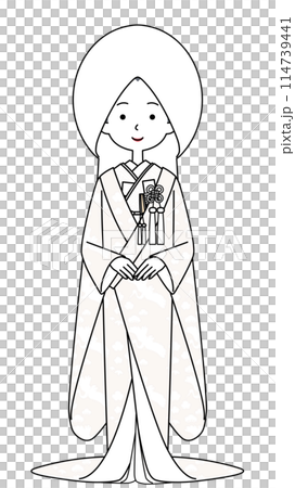 綿帽子 白無垢を着た若い女性のイラスト 綿帽子 白無垢を着た若い女性のイラスト 114739441