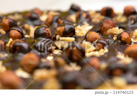 Cake with hazelnuts and chocolate - texture Cake with hazelnuts and chocolate - texture 114740125