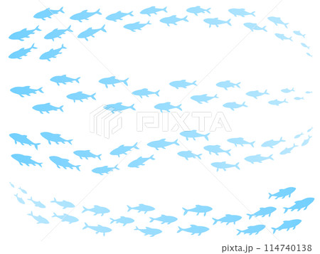 魚の群れのシルエットイラストセット 114740138