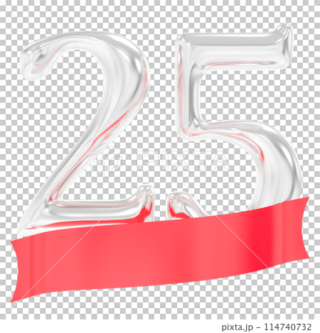 Happy Anniversary Number Rend With Silver 3D Render 114740732