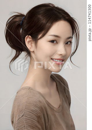 振り向く若い女性［AI生成画像］ 114741300