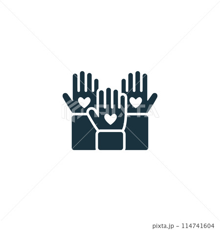 Volunteerism icon. Monochrome simple Social Responsibility icon for templates, web design and infographics 114741604
