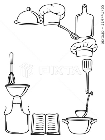 Background with kitchen utensils. Cooking tools for home and restaurant. 114741765