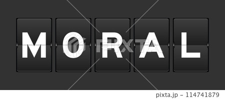 Black color analog flip board with word moral on gray background 114741879