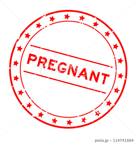 Grunge red pregnant word round rubber seal stamp on white background 114741884