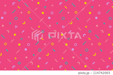 メンフィス　幾何学　背景パターン　ピンク 114742003