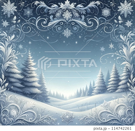 冬の暖かな雰囲気が伝わる雪景色と星空 ver2 114742261